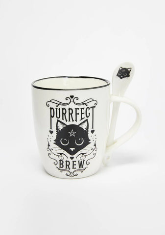 Purrfect Brew Mug And Spoon Set
