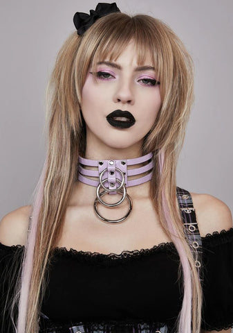 Purple Make Me Vegan Leather Choker