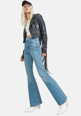 Vintage Distressed Flare Jeans