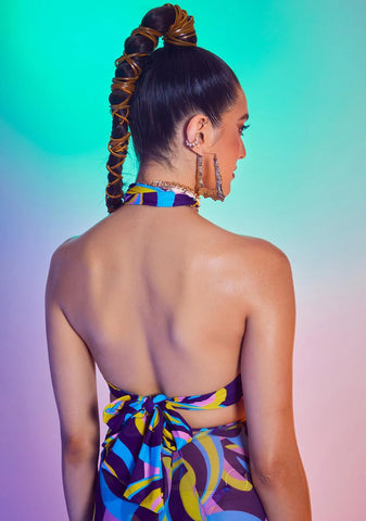 Retro Floral Print Multi Way Bikini Top