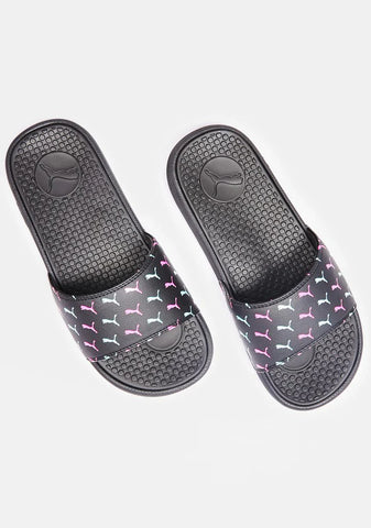 Black Cool Cat Bold Slide Sandals