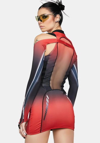 Red Corset Dress With Detachable Sleeves