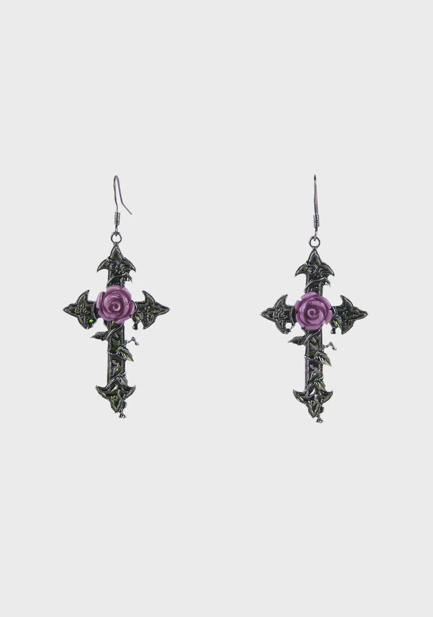 Being Divine Cross Drop Earrings