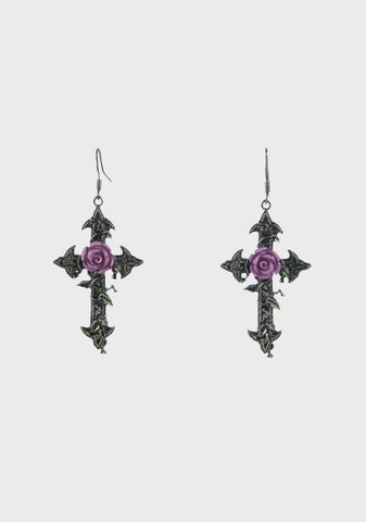 Being Divine Cross Drop Earrings