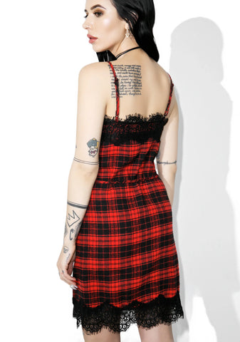 Scarlet Falling Out Plaid Slip Dress
