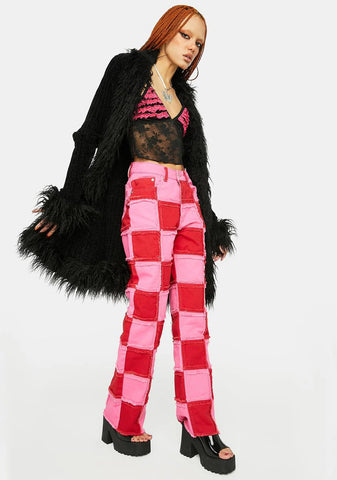 Pink Muse Checkered Jeans