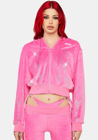 Pink Flame Velour Track Jacket