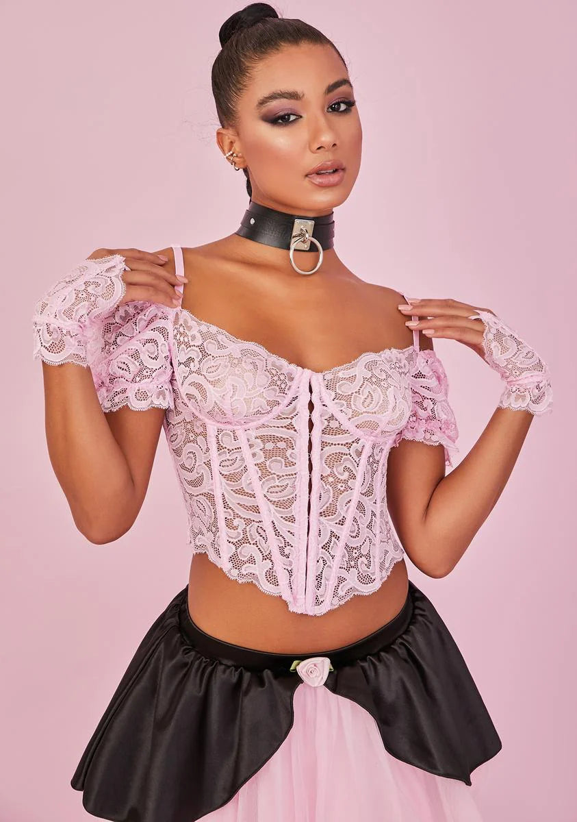 Yours Truly Lace Corset & Gloves