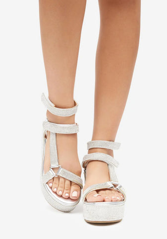 Ice On The Runway Strappy Platform Sandals