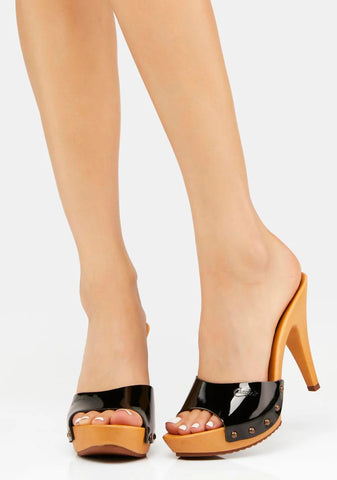 Viviana Black Patent Heels