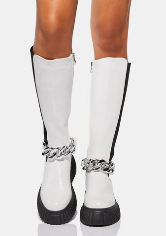 White I Don't Wanna Be Like You Platform Boots