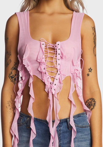 Pink Ruffled Bustier Top