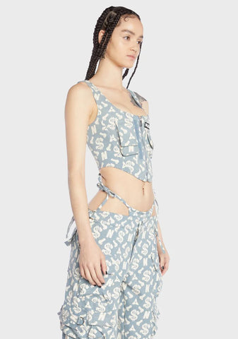 Monogram Denim Corset Top