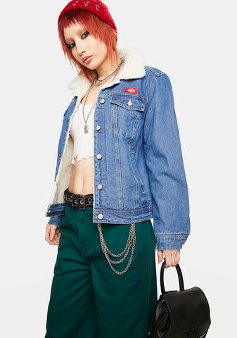 Faux Sherpa Lined Denim Jacket