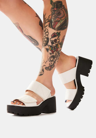 White Dioon Platform Sandals