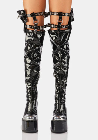Patent Heathen Thigh High Boots