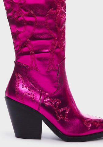 Pink Metallic Mimi Cowboy Boots
