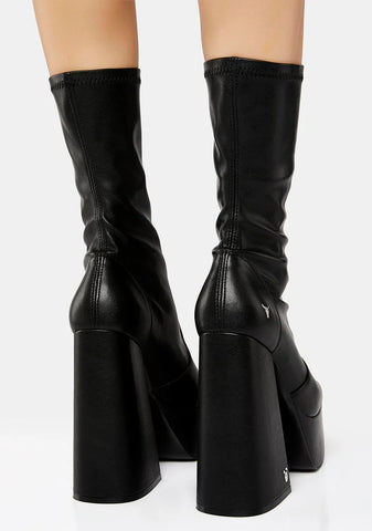 Angelz Black Stretch Sock Boots