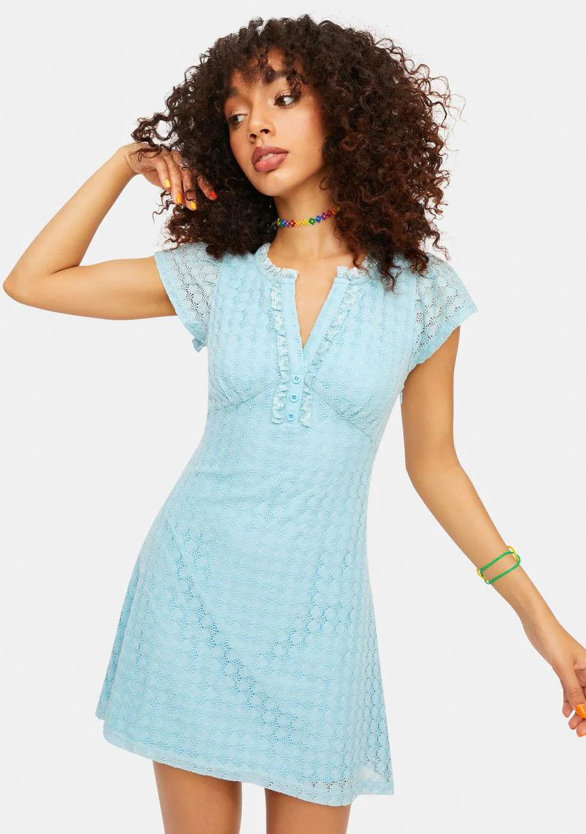 Laid Back Snack Retro Pointelle Henley Dress