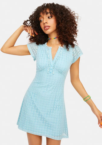 Laid Back Snack Retro Pointelle Henley Dress