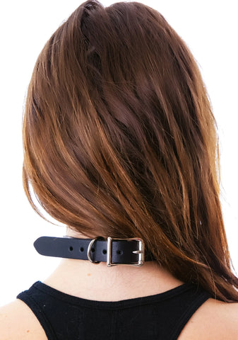 Slave 4 U D Ring Choker - White