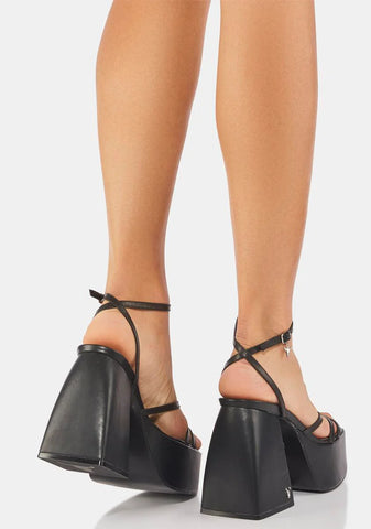 Heaven Black Leather Heels