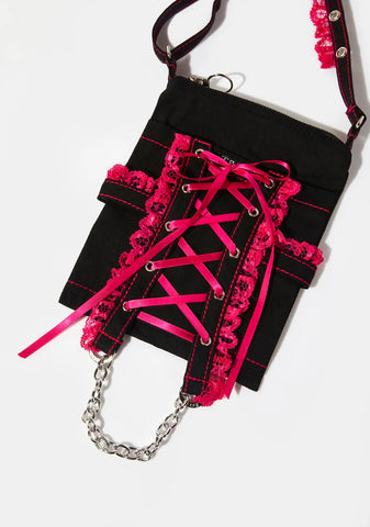Pink Lace Cross Body Bag
