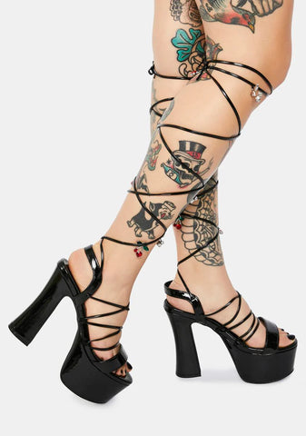 Cherry Pixie Queen Lace Up Heels