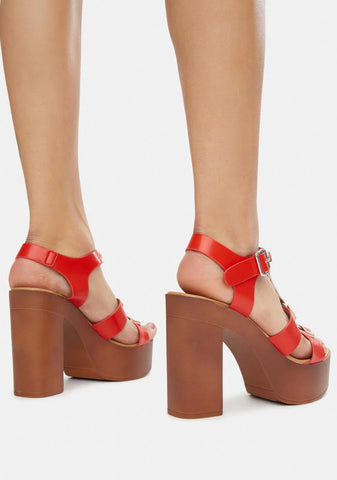 Fire Stand Ur Ground Buckle Platform Heels