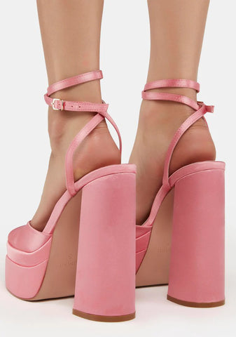 Pink Martha Stacked Platform Heels