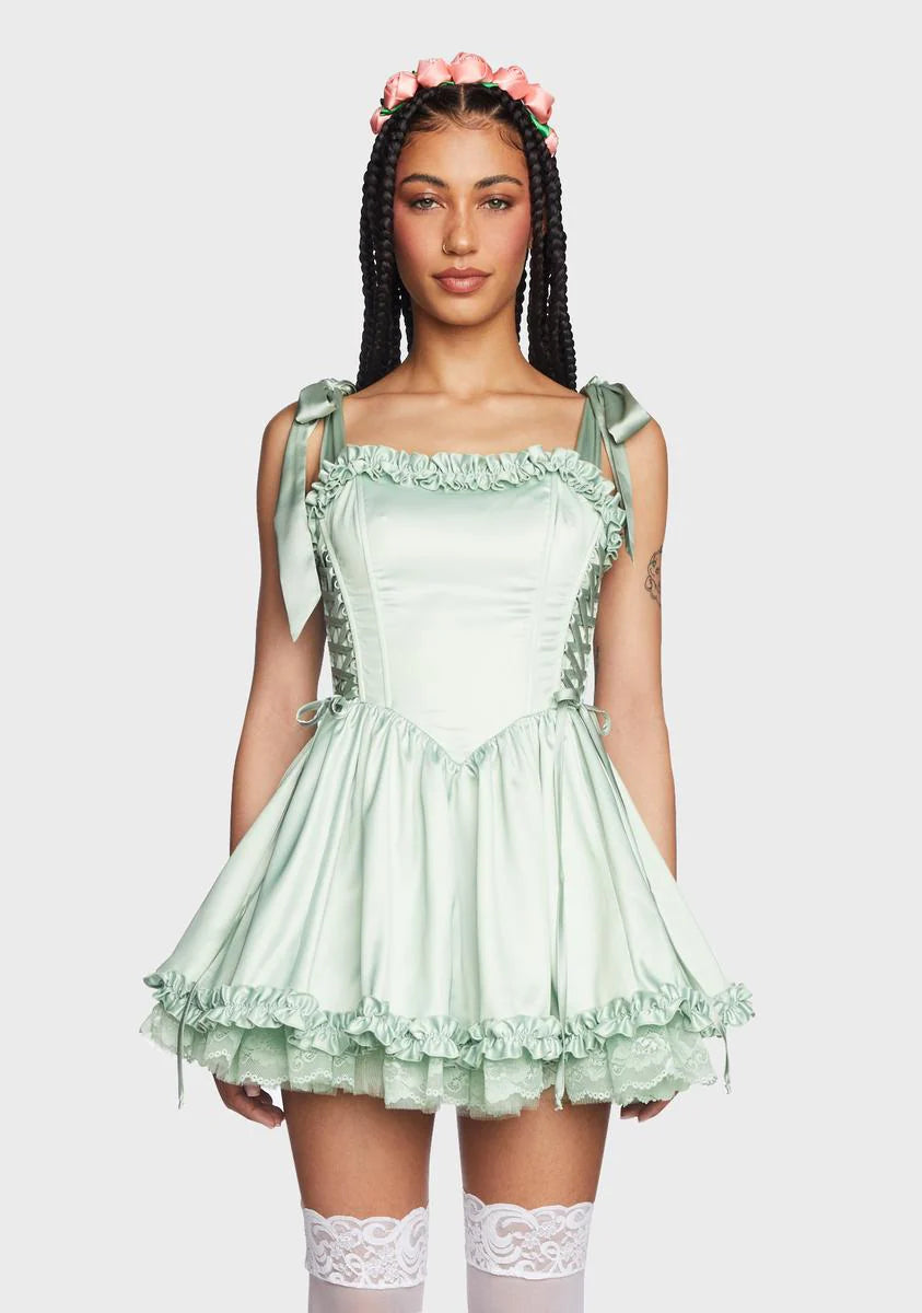 Takes The Cake Mini Dress - Light Green