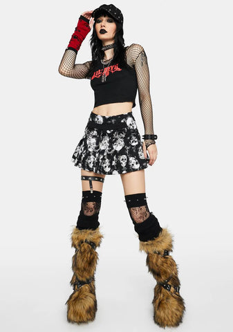 Shadow Skull Mary Chain Pleated Skirt
