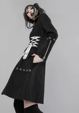 Faux Affliction Lace Up Trench Coat