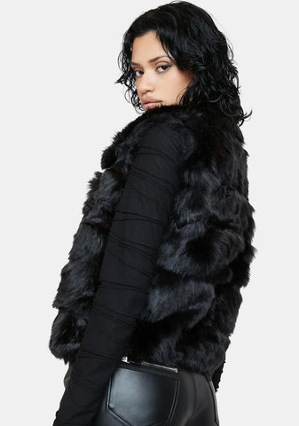 Licorice Spun Sugar Faux Fur Vest