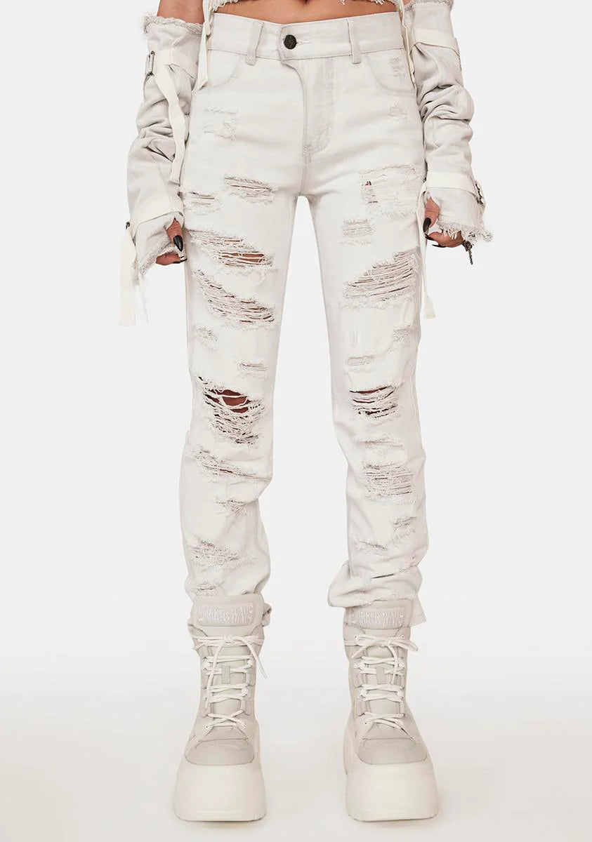 Distortion Unisex Distressed Denim Jeans