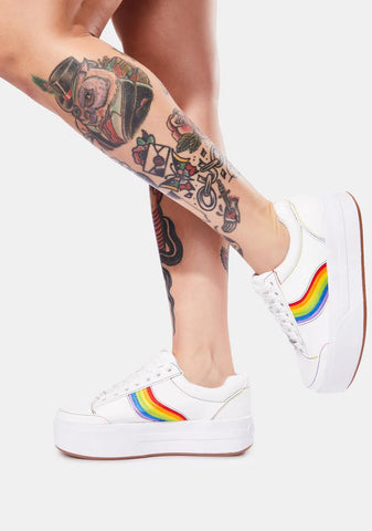 Snowball Fight Rainbow Stripe Platform Sneakers