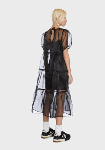 Tiered Organza Midi Dress