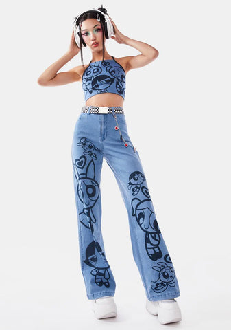 Mission Impuffable Denim Crop Top