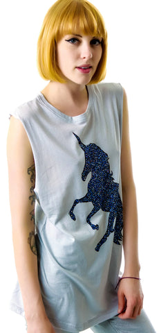 Unicorn Sparkles Tank - Light Gray