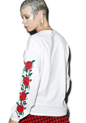 Smell The Roses Long Sleeve Tee - Light Pink