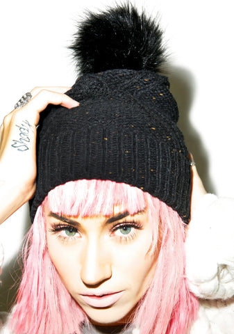 Cable Knit Beanie - Blue