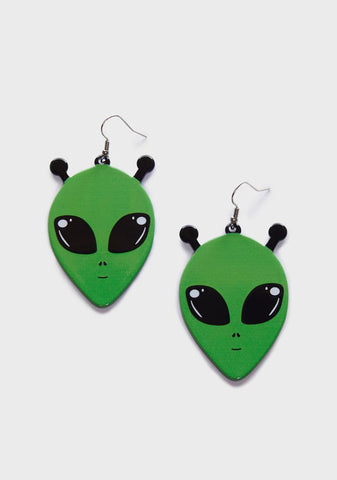 Come In Peace Alien Drop Earrings