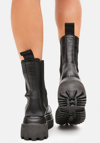 Reverb Unisex Leather Moto Chelsea Boots