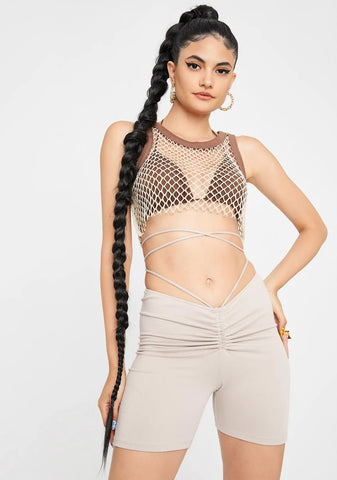 Latte Chill Truths Wrap Biker Shorts