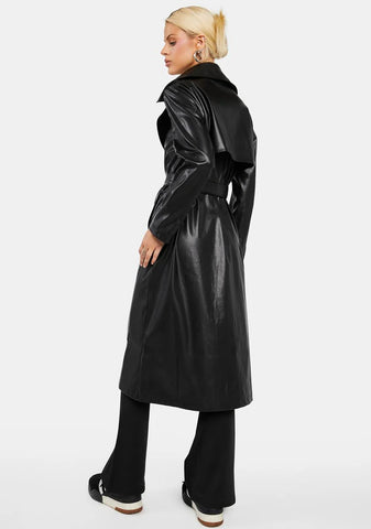 No Lockdown Vegan Leather Trench Coat