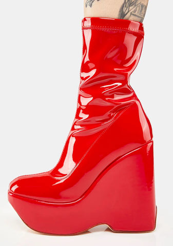 Red Amalfi Wedge Boots