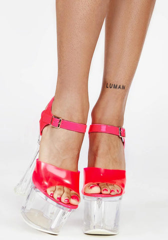 Neon Pink Chimara Platform Heels