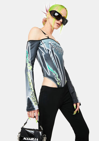 Pussy Power Off Shoulder Lycra Bodysuit