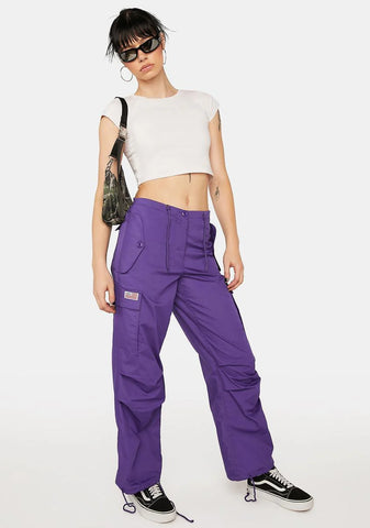 Purple Flap Pocket Pants