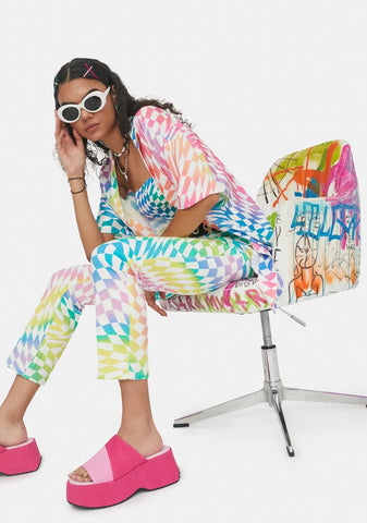 Surreal Life Checkered Crop Jeans